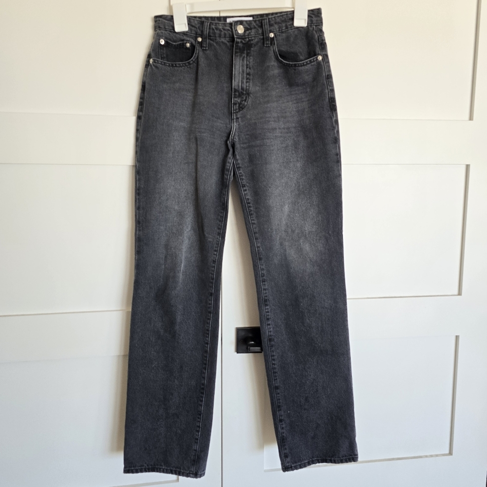Derek Lam Faded Black High Waisted Straight Leg Jeans
